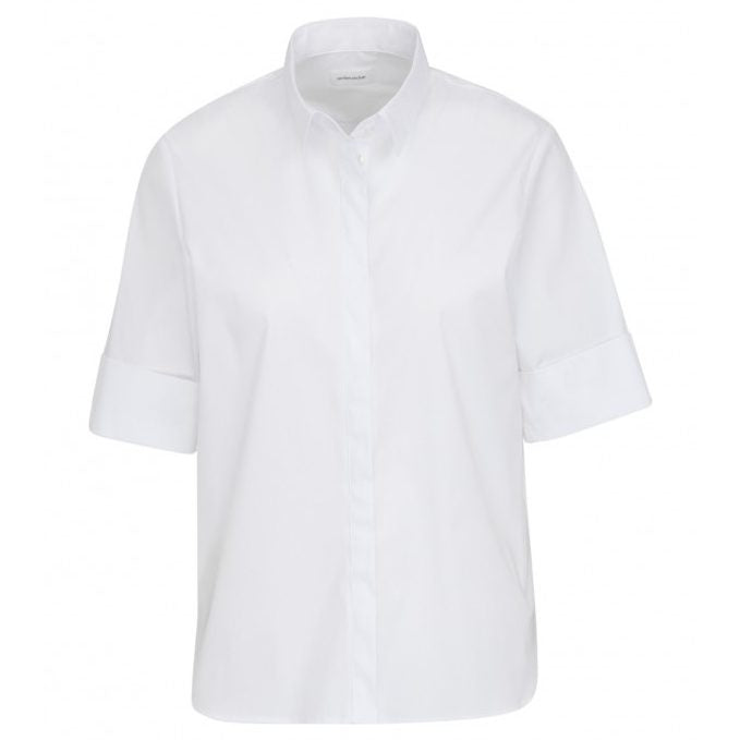witte overhemd bloes dames met korte mouwen