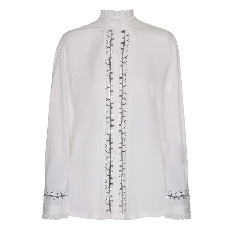 witte bloes met inuit print groenland eskimo boho
