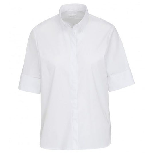 witte overhemd bloes dames met korte mouwen